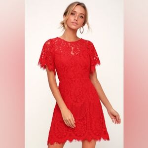 Lulu's Scarlet Floral Lace Mini Dress